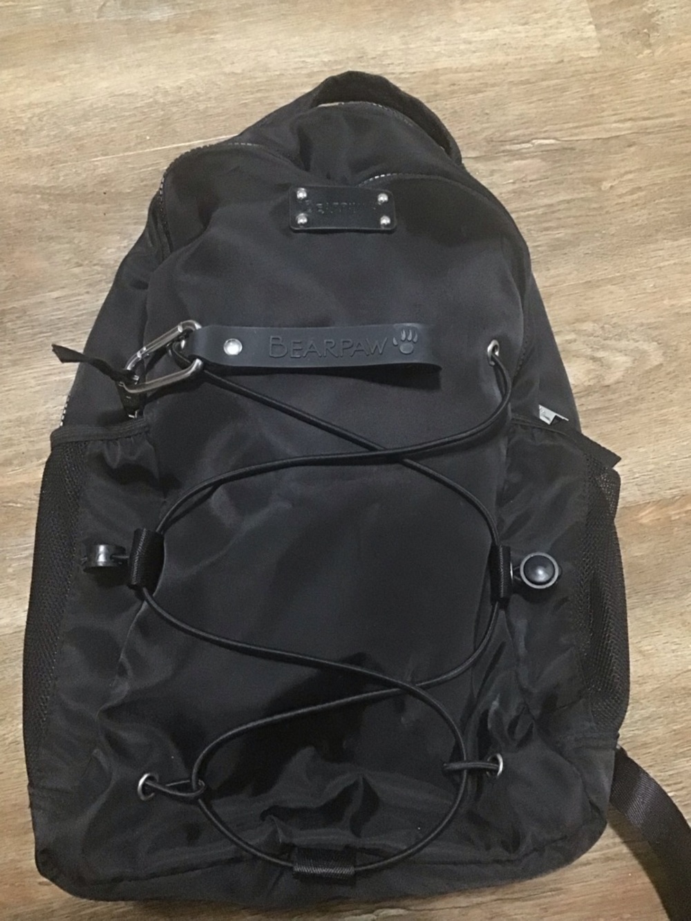 BearPaw Black Men’s Nylon Daypack with Bungee Front